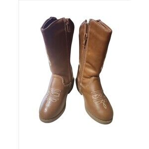 Stepping Stones Girls Toddler Size 6 Brown Cowgirl Boots Embroidered Western Zip